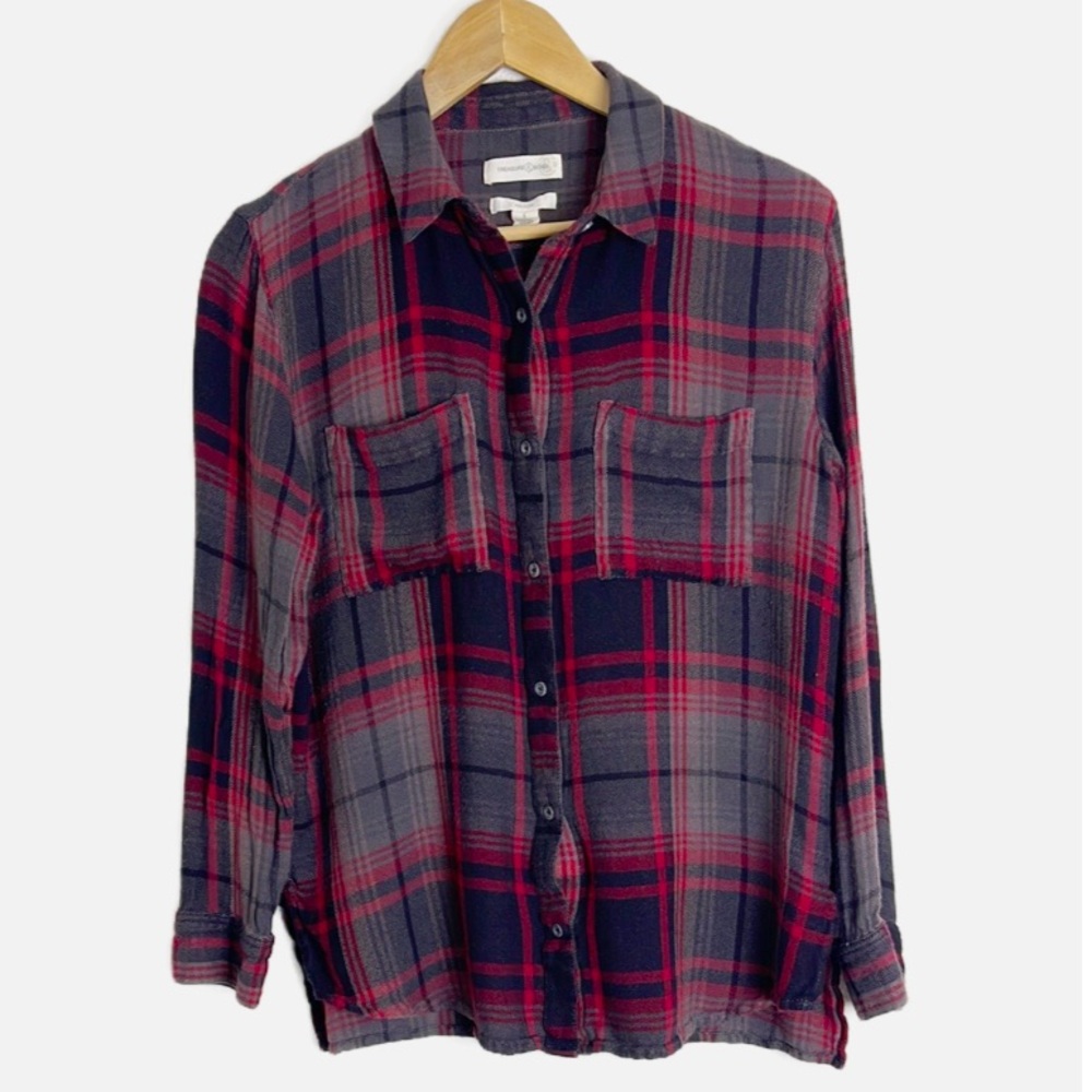 Treasure & Bond rayon flannel plaid shirt S